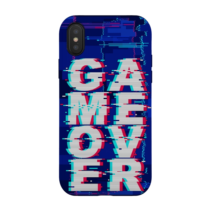 iPhone Xs / X StrongFit Game Over Glitch Text Distorted by BluedarkArt