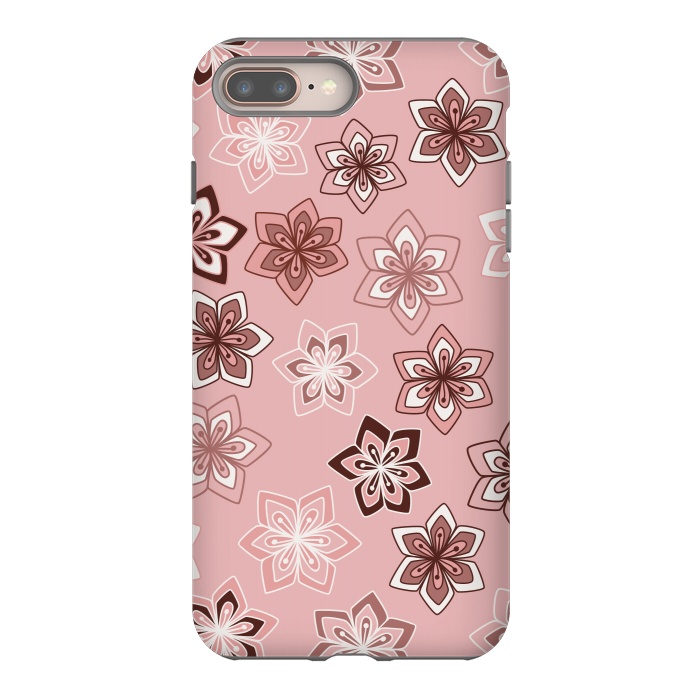 iPhone 7 plus StrongFit Diamond flowers on pink by Paula Ohreen