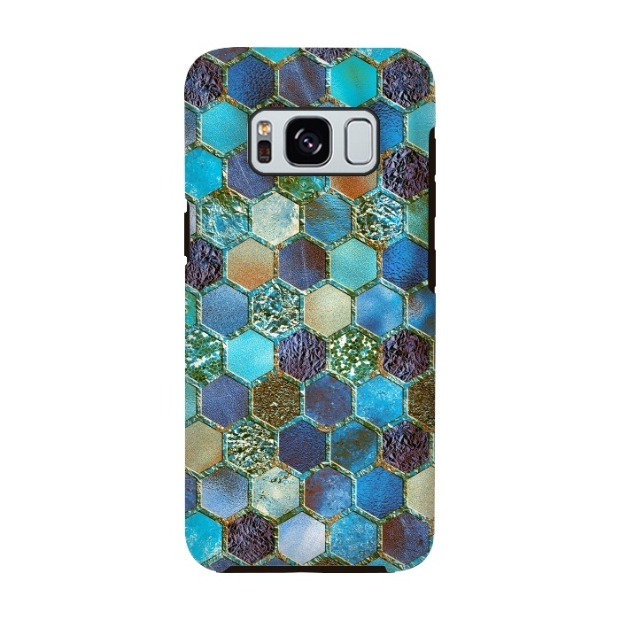 Galaxy S8 StrongFit Multicolor Blue Metal Honeycomb Pattern by  Utart