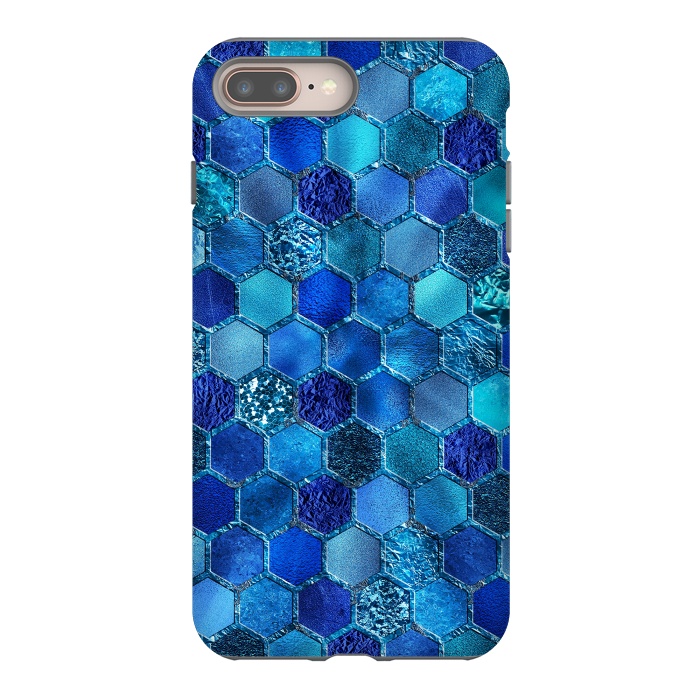 iPhone 7 plus StrongFit Blue Metal Honeycomb pattern by  Utart