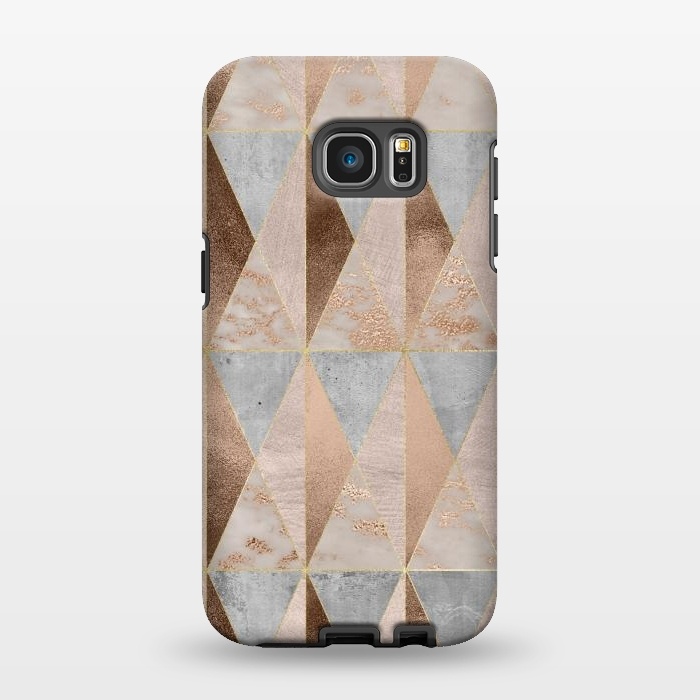 Galaxy S7 EDGE StrongFit Modern Marble Geode Copper Triangle Argyle by  Utart