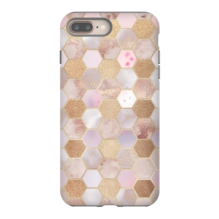 iPhone 7 plus StrongFit Rose Gold Copper Honeycomb Pattern by  Utart