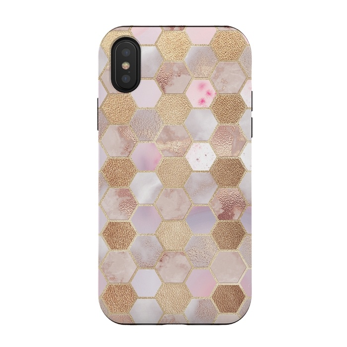 iPhone Xs / X StrongFit Rose Gold Copper Honeycomb Pattern by  Utart