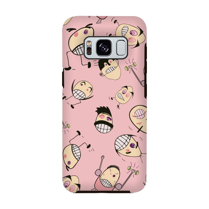 Galaxy S8 StrongFit Egg Heads on Pink by Paula Ohreen