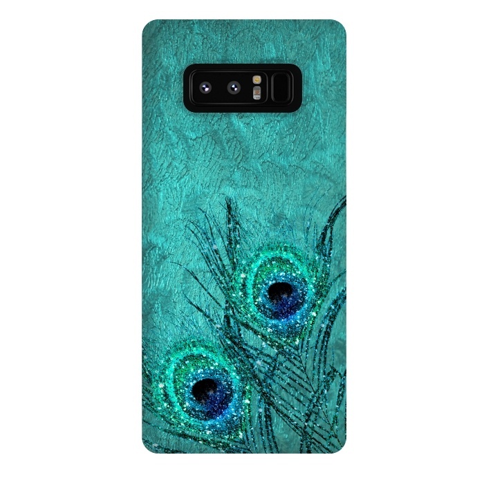 Galaxy Note 8 StrongFit Peacock Sparkle Feathers by  Utart