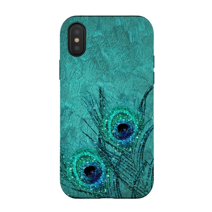 iPhone Xs / X StrongFit Peacock Sparkle Feathers by  Utart