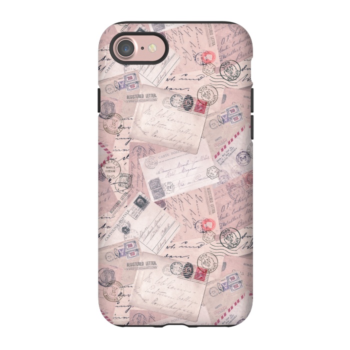 iPhone 7 StrongFit Vintage Letter Collage In Soft Pink by Andrea Haase