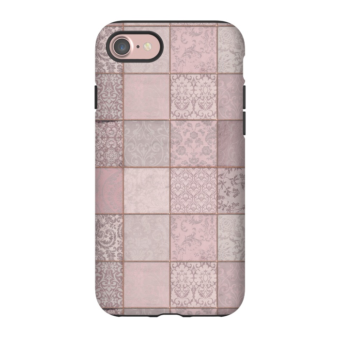 iPhone 7 StrongFit Nostalgic Patchwork Tiles Soft Pink by Andrea Haase