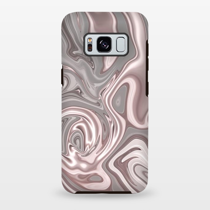 Galaxy S8 plus StrongFit Rose Gold Gray Marbled Paint by Andrea Haase