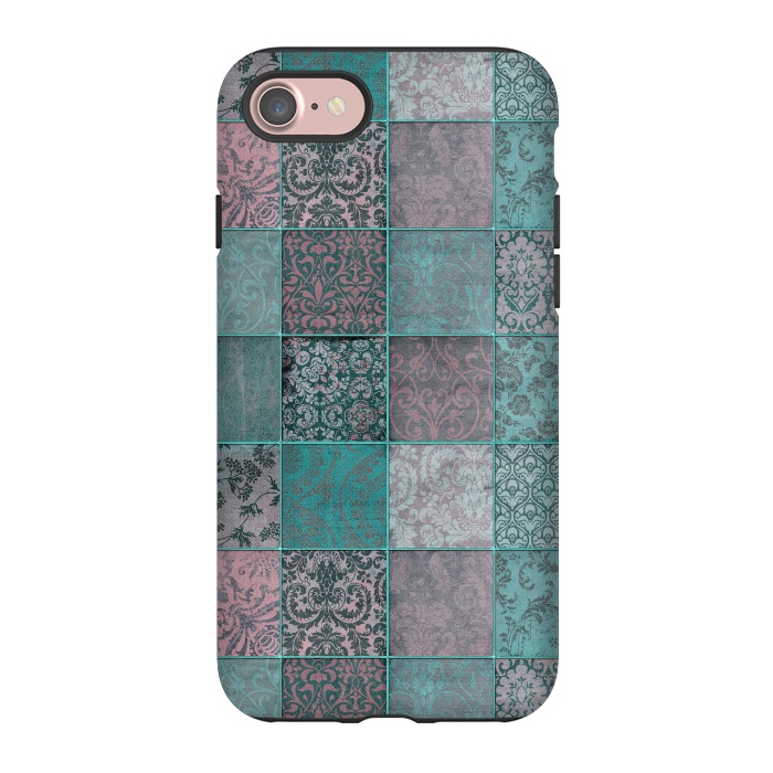 iPhone 7 StrongFit Vintage Teal Patchwork by Andrea Haase