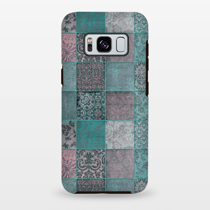 Galaxy S8 plus StrongFit Vintage Teal Patchwork by Andrea Haase