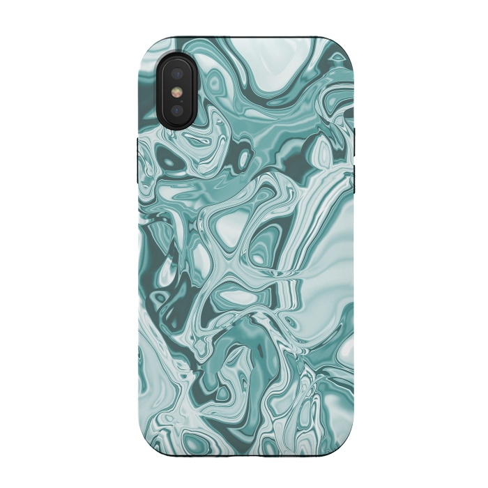 iPhone Xs / X StrongFit Faux Marble Teal Green 2 by Andrea Haase