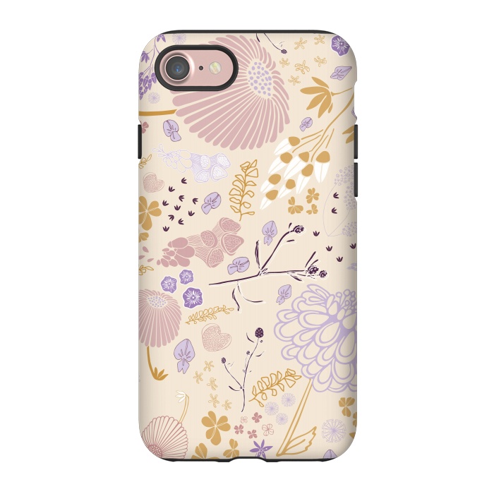 iPhone 7 StrongFit Field of Flowers in Pink, Purple and Mustard by Paula Ohreen