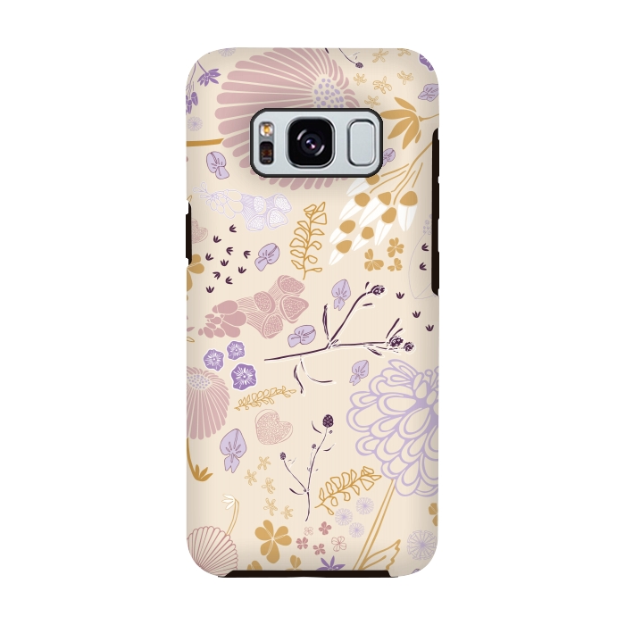 Galaxy S8 StrongFit Field of Flowers in Pink, Purple and Mustard by Paula Ohreen