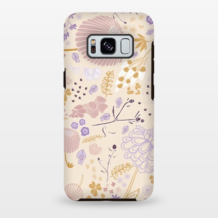 Galaxy S8 plus StrongFit Field of Flowers in Pink, Purple and Mustard by Paula Ohreen