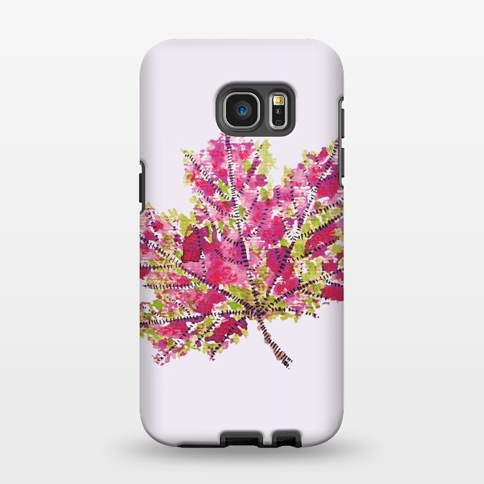 Galaxy S7 EDGE StrongFit Colorful Watercolor Autumn Leaf by Boriana Giormova