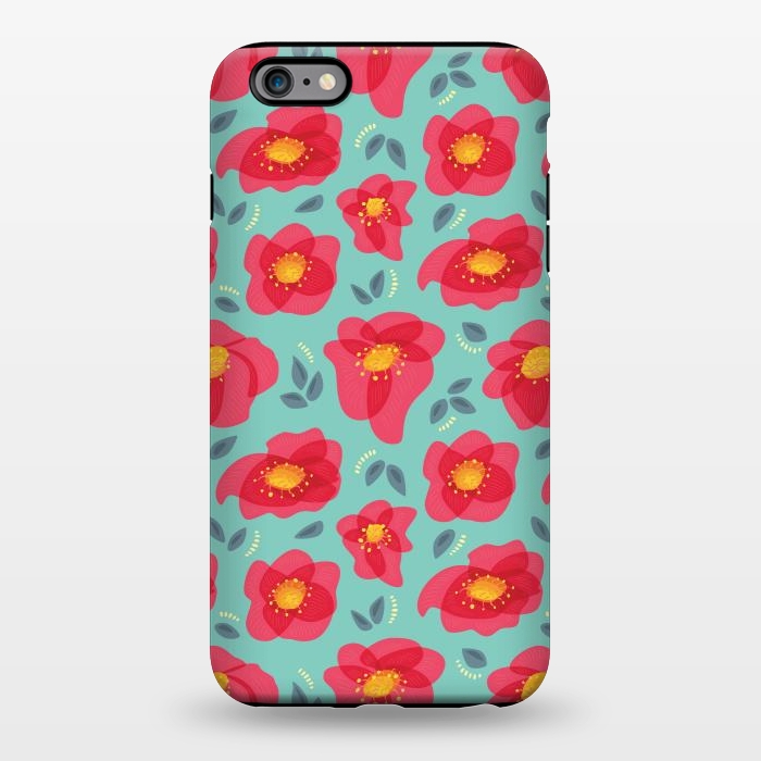 iPhone 6/6s plus StrongFit Pretty Flowers With Bright Pink Petals On Blue by Boriana Giormova