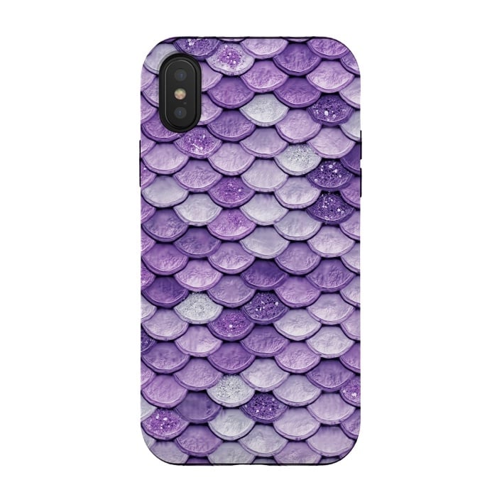 iPhone Xs / X StrongFit Purple Metal Glitter Mermaid Scales by  Utart