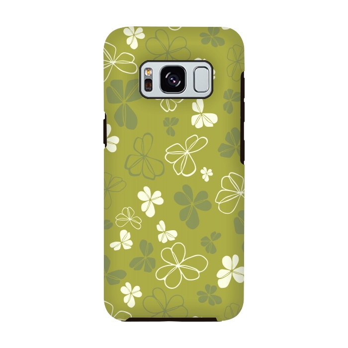 Galaxy S8 StrongFit Lucky Clover in Green and White by Paula Ohreen