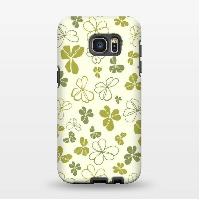 Galaxy S7 EDGE StrongFit Lucky Clover in Cream and Green by Paula Ohreen