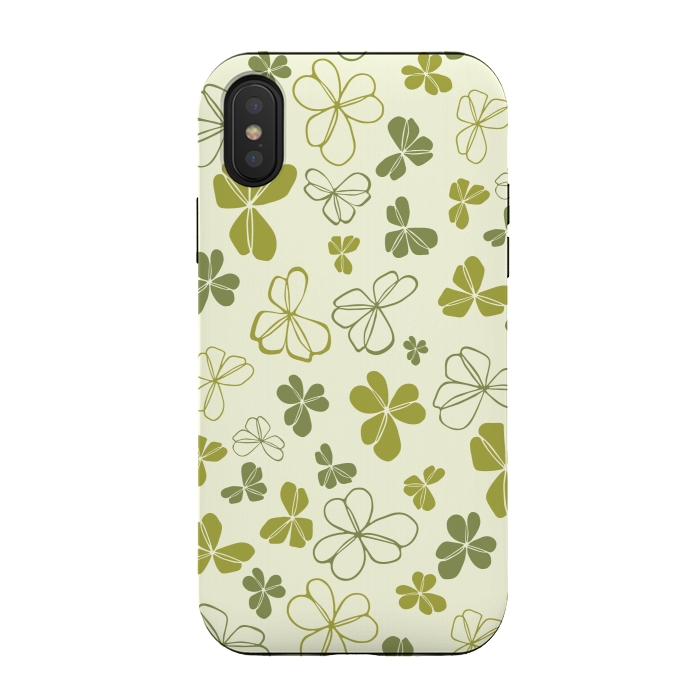 iPhone Xs / X StrongFit Lucky Clover in Cream and Green by Paula Ohreen