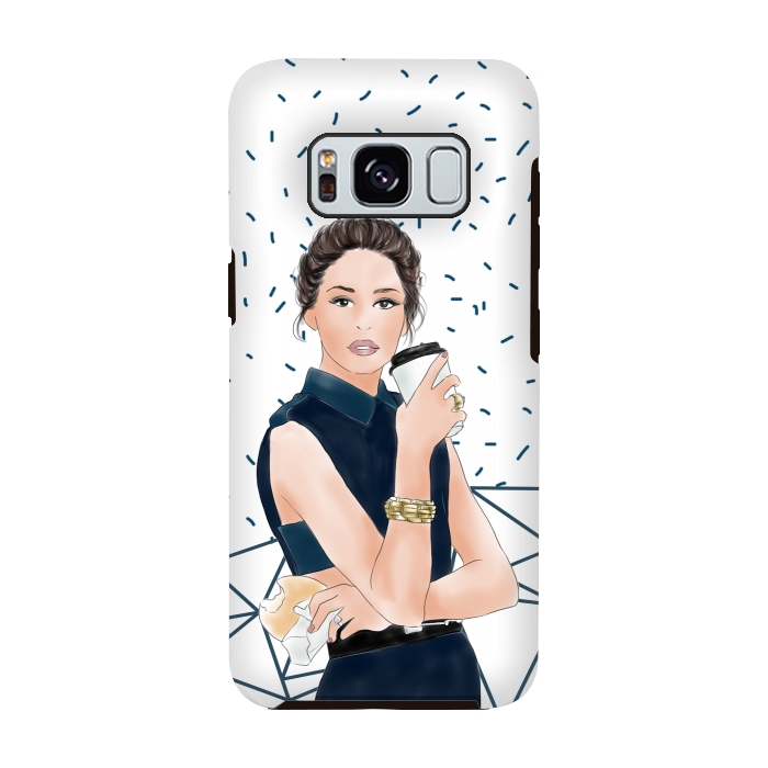 Galaxy S8 StrongFit Fashion Girl with Coffee by DaDo ART