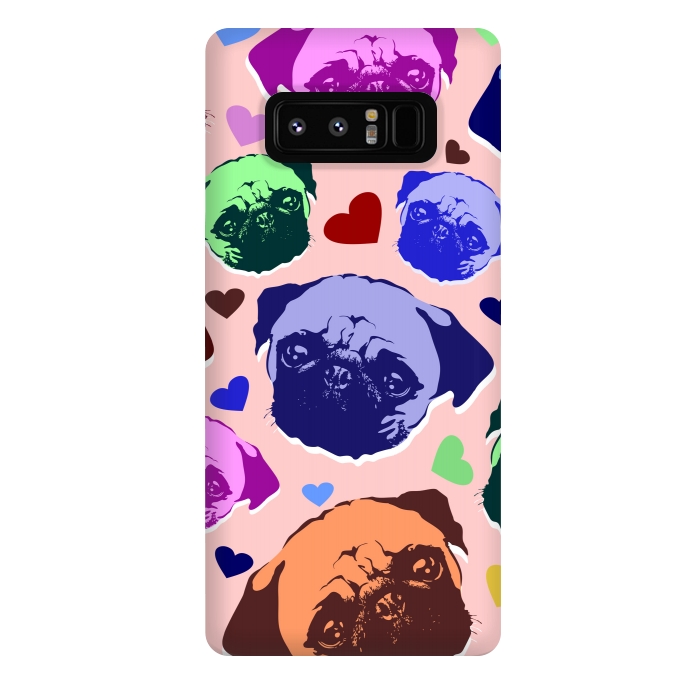 Galaxy Note 8 StrongFit Pug Puppy Dog Love Hearts Pattern  by BluedarkArt