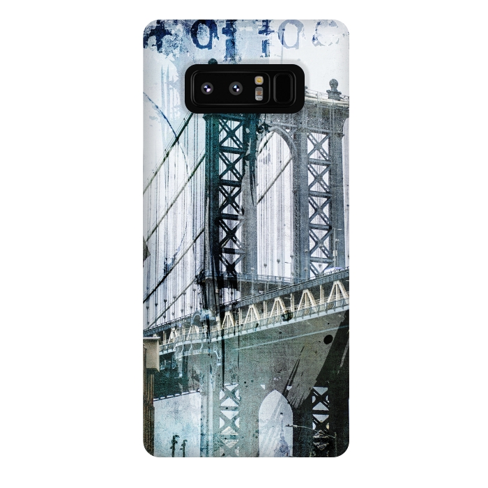 Galaxy Note 8 StrongFit Brooklyn Bridge Grunge Mixed Media Art by Andrea Haase