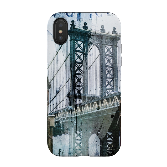 iPhone Xs / X StrongFit Brooklyn Bridge Grunge Mixed Media Art by Andrea Haase