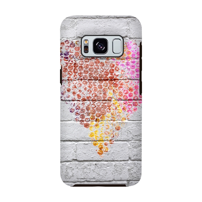 Galaxy S8 StrongFit Spray Paint Heart On Brick Wall by Andrea Haase