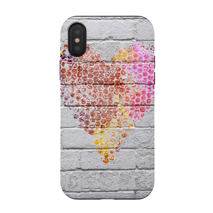 iPhone Xs / X StrongFit Spray Paint Heart On Brick Wall by Andrea Haase