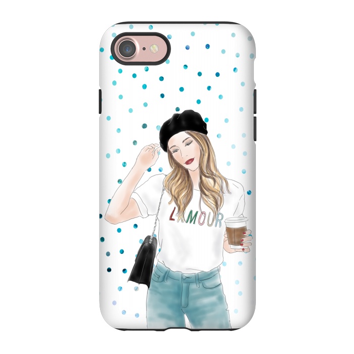 iPhone 7 StrongFit Lamour Coffee Fashion Girl by DaDo ART