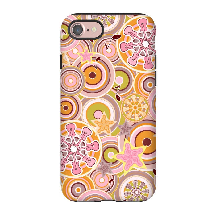 iPhone 7 StrongFit Glam Boho Rock in Pink and Orange by Paula Ohreen