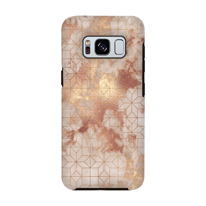 Galaxy S8 StrongFit Simply Minimalistic  Rose Gold Shapes Marble Pattern by  Utart