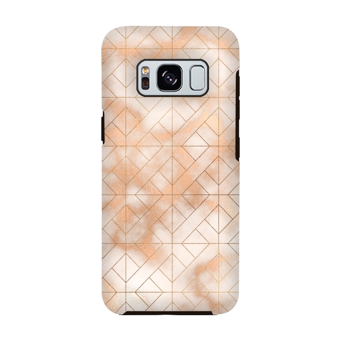 Galaxy S8 StrongFit Modern Quadrangle Shapes Rose Gold Marble Pattern by  Utart