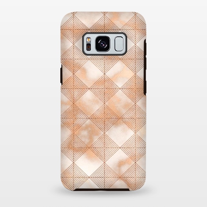 Galaxy S8 plus StrongFit Abstract Minimalistic Rose Gold Marble Quadrangles  by  Utart