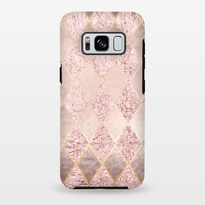Galaxy S8 plus StrongFit Rose Gold Glitter Argyle by  Utart