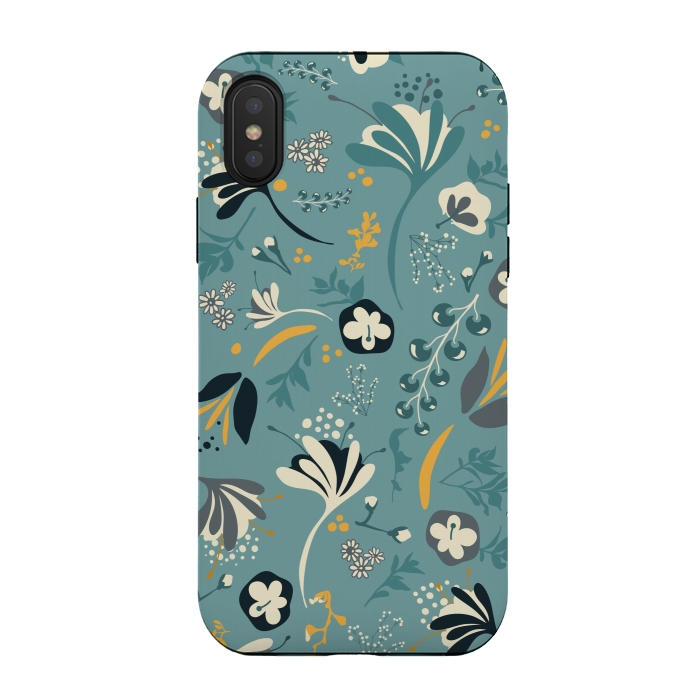 iPhone Xs / X StrongFit Beautiful BC Bloom in Blue and Yellow by Paula Ohreen