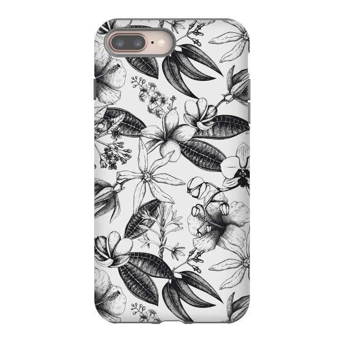 iPhone 7 plus StrongFit Black And White Exotic Flower Pattern by Andrea Haase
