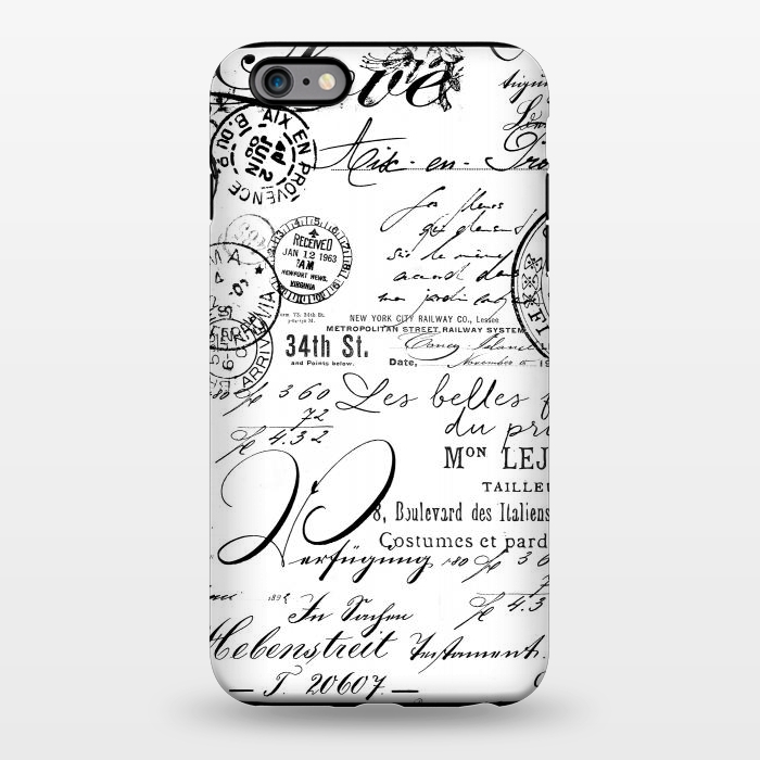iPhone 6/6s plus StrongFit Black And White Nostalgic Handwriting by Andrea Haase