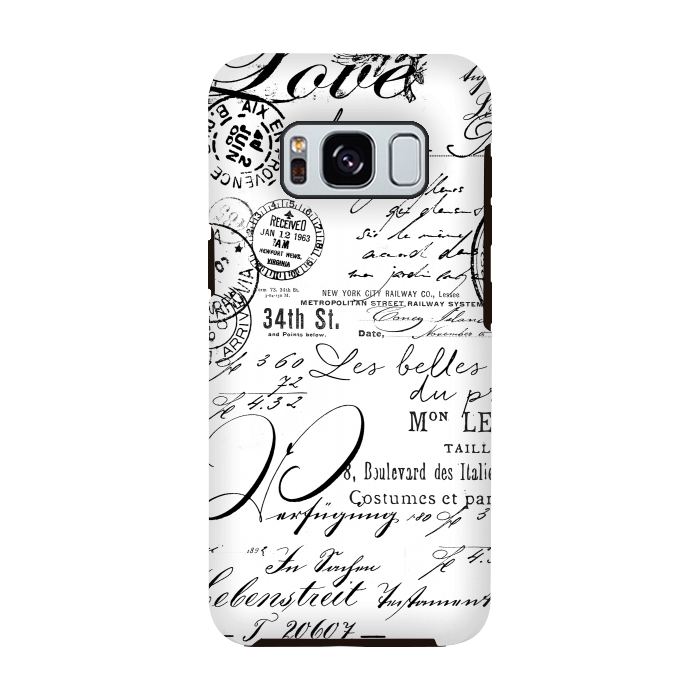 Galaxy S8 StrongFit Black And White Nostalgic Handwriting by Andrea Haase