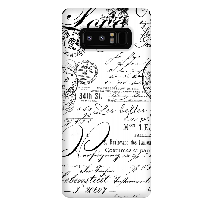 Galaxy Note 8 StrongFit Black And White Nostalgic Handwriting by Andrea Haase