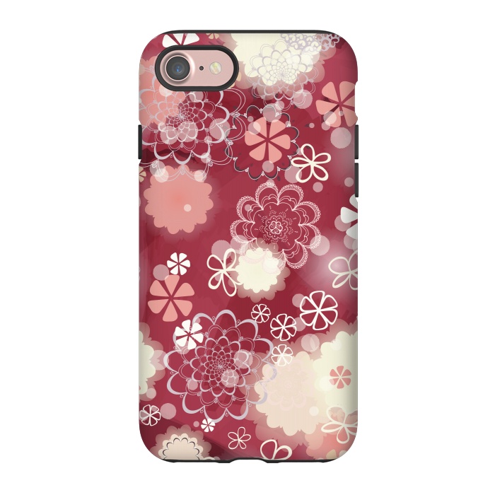 iPhone 7 StrongFit Lacy Flowers on Bright Pink by Paula Ohreen