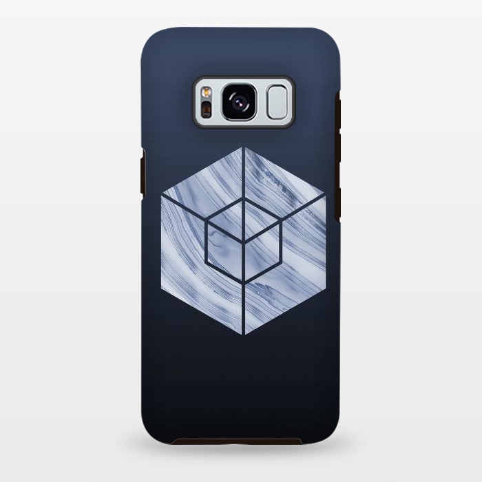 Galaxy S8 plus StrongFit Marbled Hexagon In Shades Of Blue by Andrea Haase