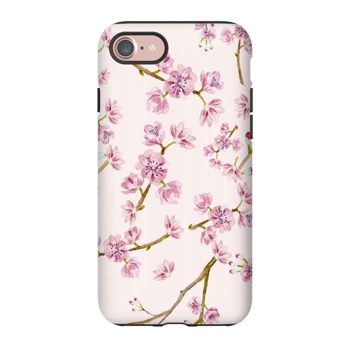 iPhone 7 StrongFit Pink Spring Cherry Blossom Pattern by  Utart