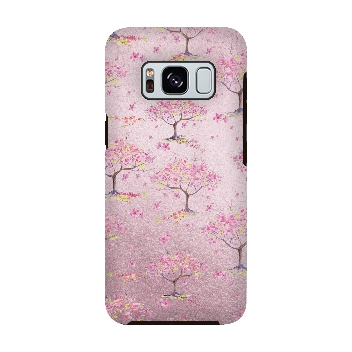 Galaxy S8 StrongFit Pink Metal Cherry Blossom Trees Pattern by  Utart