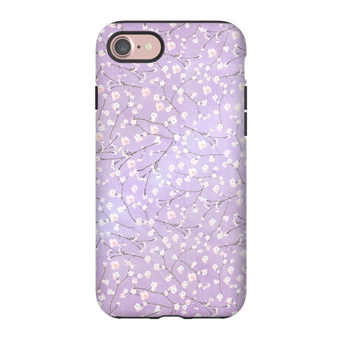 iPhone 7 StrongFit Purple Watercolor Spring Cherry Blossom Pattern by  Utart