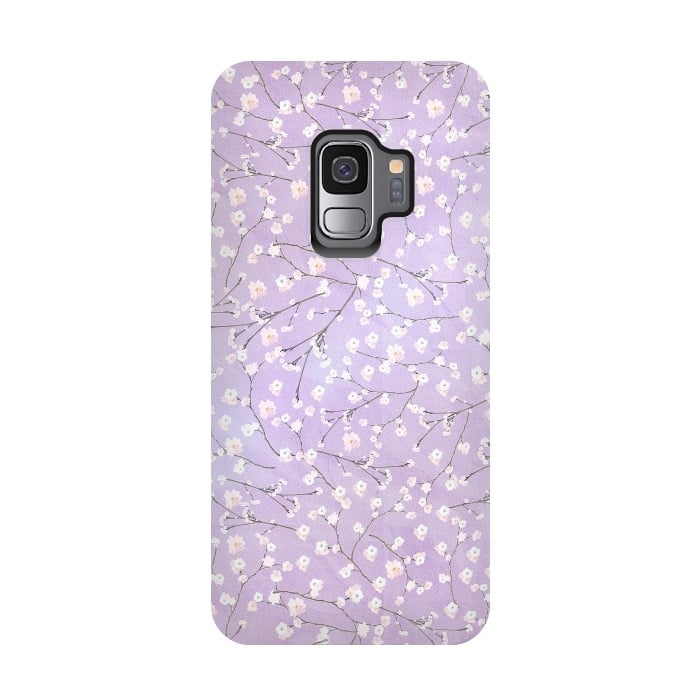 Galaxy S9 StrongFit Purple Watercolor Spring Cherry Blossom Pattern by  Utart