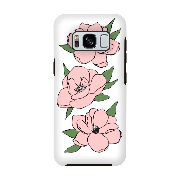 Galaxy S8 StrongFit Big Pink Flowers by Martina