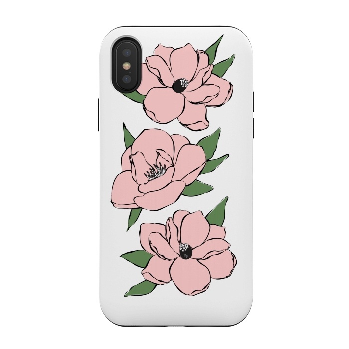 iPhone Xs / X StrongFit Big Pink Flowers by Martina